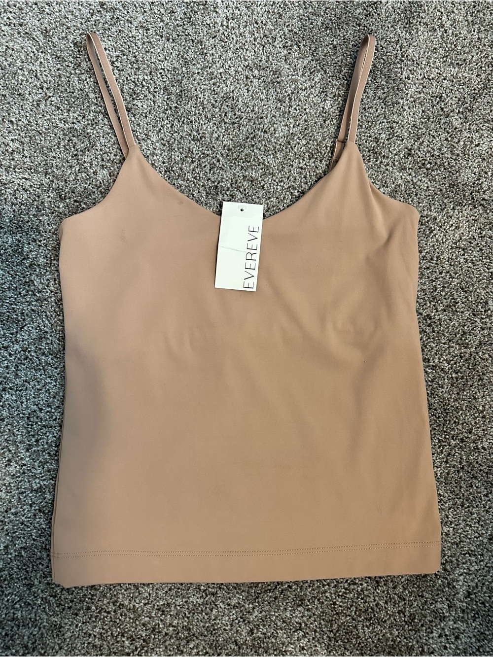 NWT Evereve Brown Seamless Cami Tank Top Small Adjustable Strap Layering  Basics